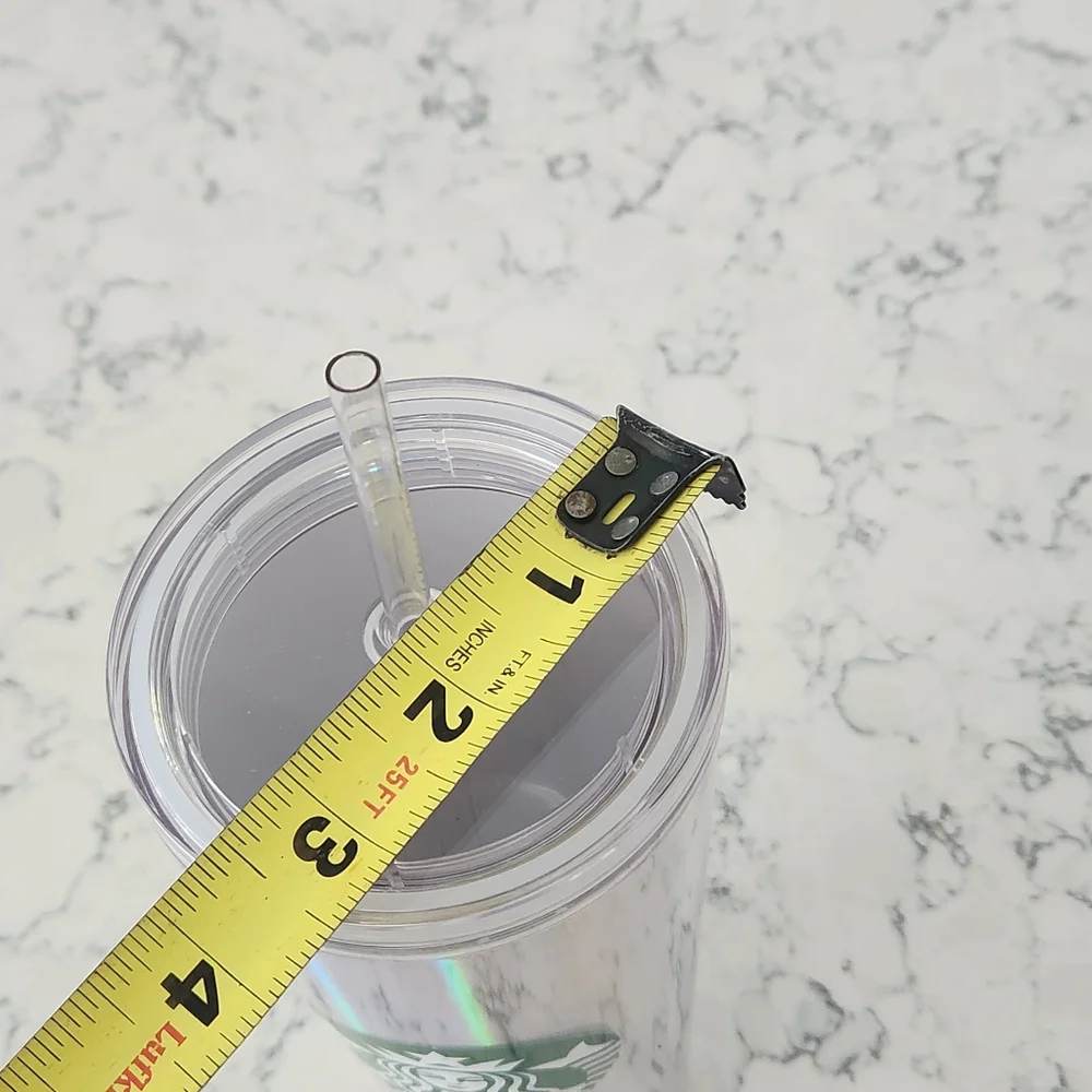 Starbucks Iridescent Silver Tumbler With Straw 24 Oz. Never Used